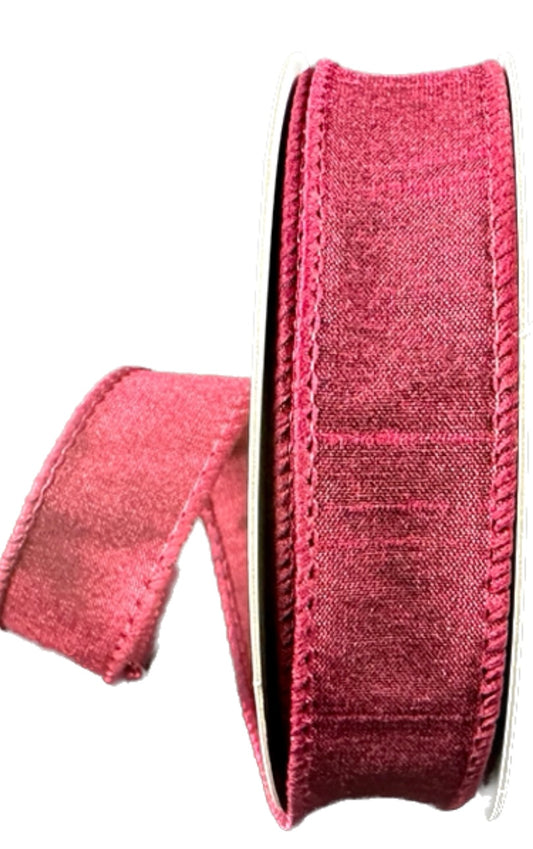 Wired Burgundy Faux Dupioni Ribbon- 7/8”x10 Yards