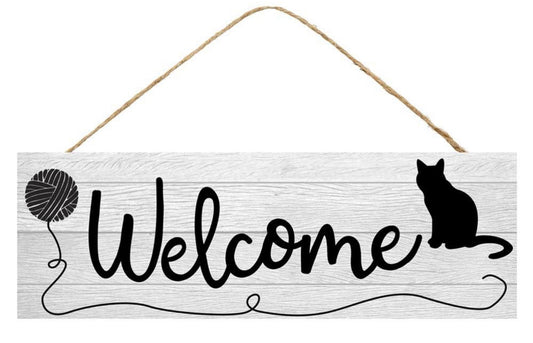 15”x5” Welcome Cat Wreath Sign