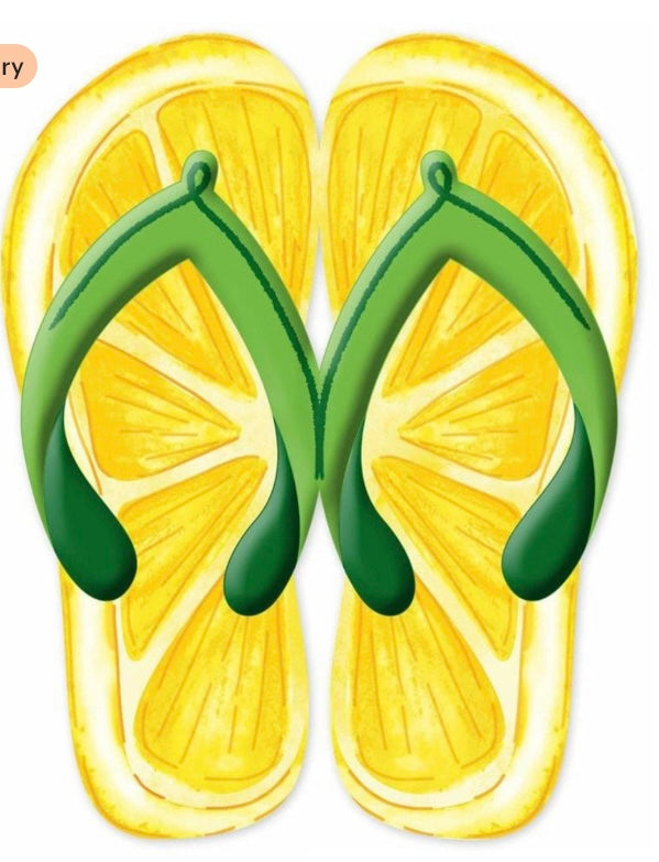12.75"x10" Embossed Metal Summer Lemon Wreath Sign - Flip Flop Wreath Sign