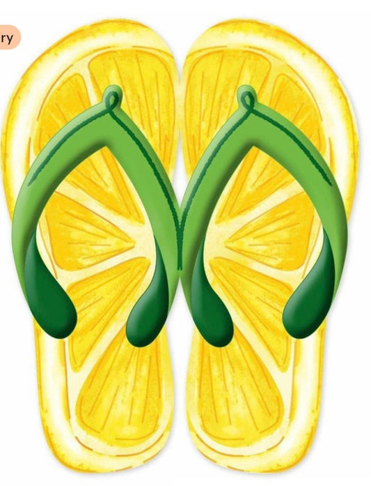 12.75"x10" Embossed Metal Summer Lemon Wreath Sign - Flip Flop Wreath Sign