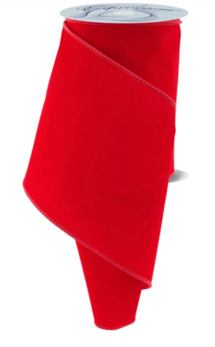 Wired Red Outdoor Velvet Ribbon- 6”x10 Yards