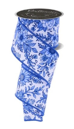 Wired Chinoiserie Florals Ribbon- 2.5”x10 Yards
