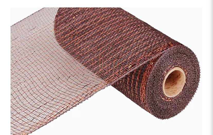 10 inch x 10 Yards Chocolate with Copper Foil Deco Mesh