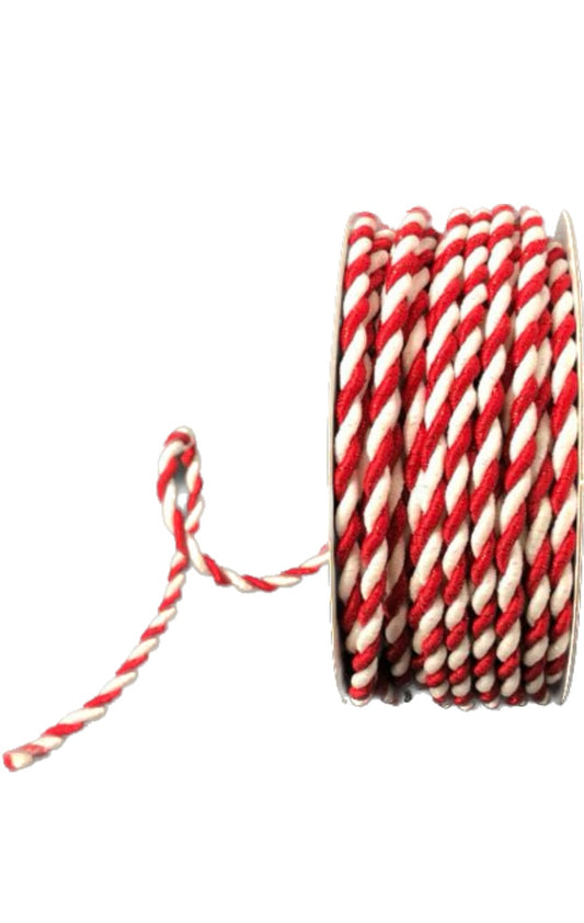 Red and White Cording Ribbon-4MMx10 Yards