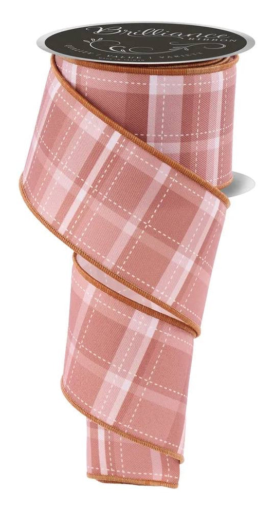 Wired  Multi Color Dashed Plaid Ribbon- 2.5”x10 Yards