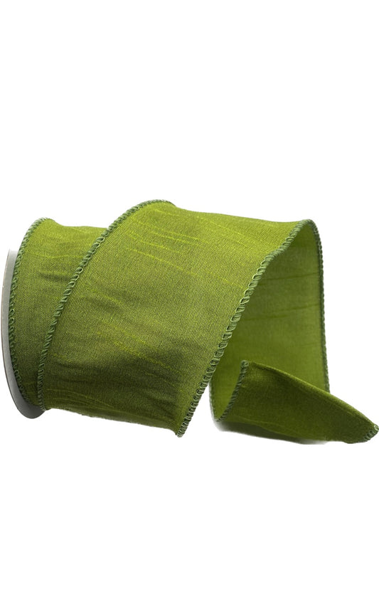 Wired Lime Green Faux Dupioni Ribbon- 2.5”x10 Yards