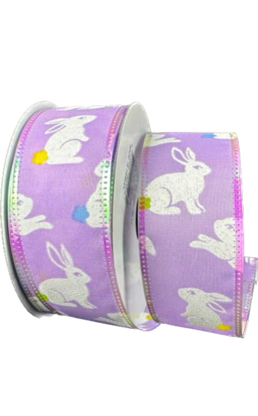 Wired Purple Background Bunny Ribbon-1.5”x10 Yards