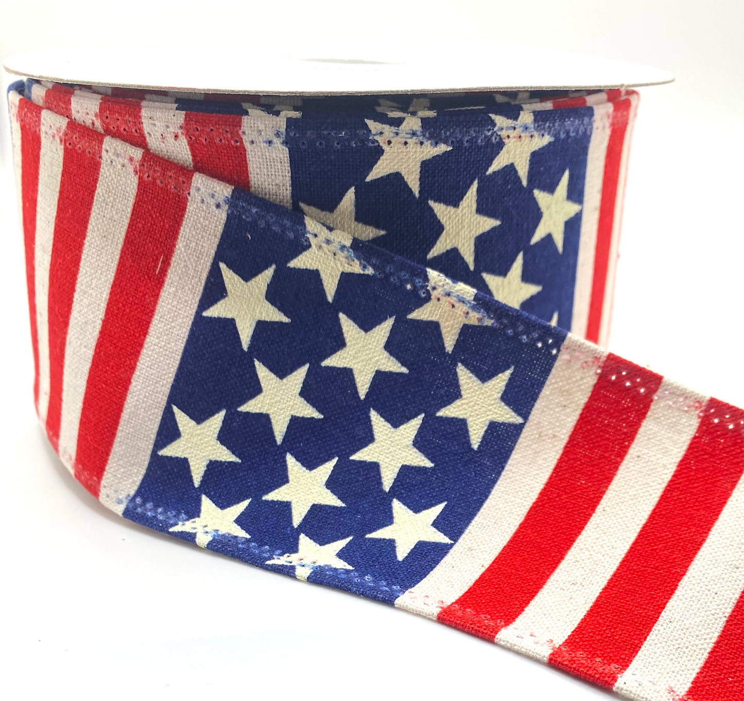10 Yards - 2.5” Wired Red, White and Blue Patriotic Ribbon