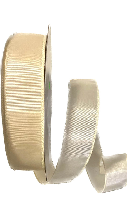 50 Yards - 1.5” Wired Cream Ribbed Satin Ribbon