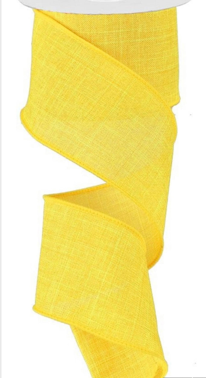10 Yards - 2.5” Wired Yellow Linen Ribbon