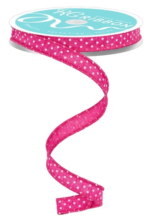 Wired Fuchsia and White Raised Swiss Dot Ribbon-5/8”x10 Yards
