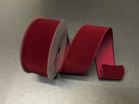Wired Burgundy Velvet with Matching Edge Ribbon- 2.5”x50 Yards