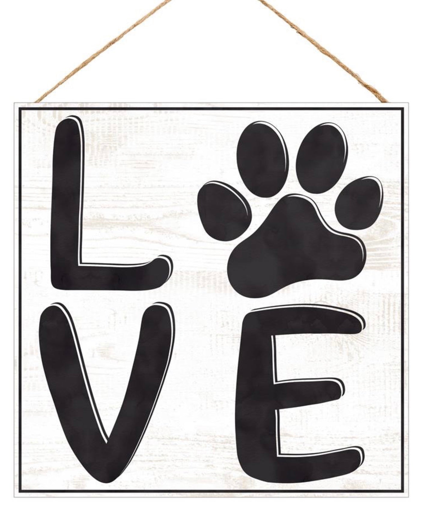 10” Square Love Paw Print Dog Wreath Sign