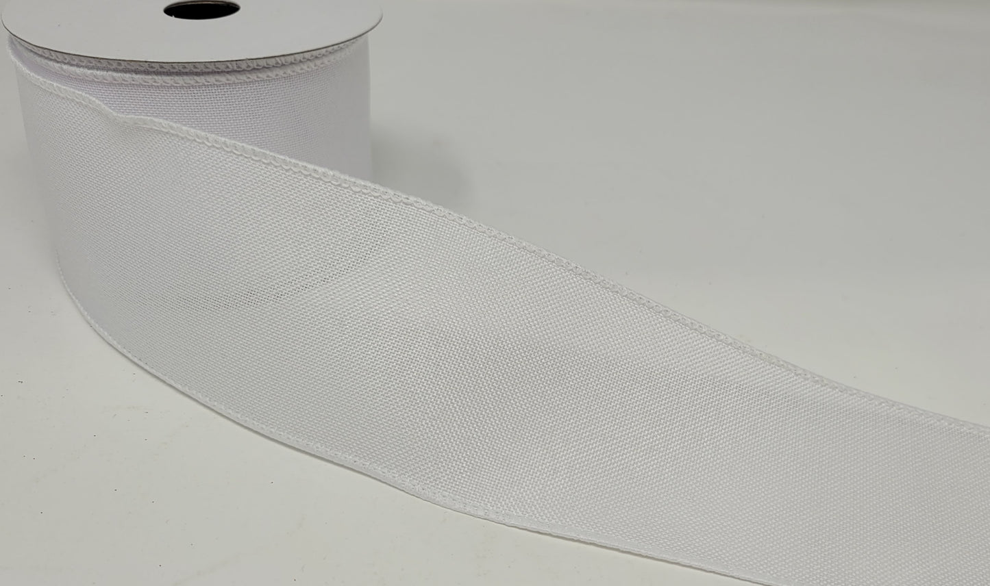 10 Yards - 2.5” Wired White Linen Ribbon