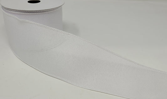 10 Yards - 2.5” Wired White Linen Ribbon