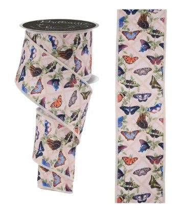 Wired Vintage Butterfly Blocks Ribbon- 2.5”x 10 Yards