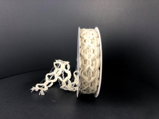 10 Yards - 7/8” Wired White Hexagon Open Weave Ribbon - Netting Ribbon