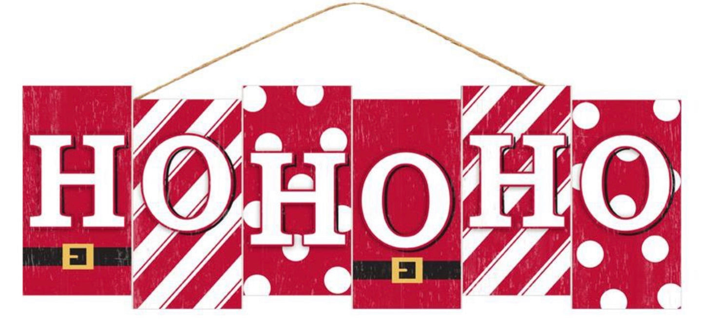 14”x4.75” Ho Ho Ho Santa Christmas Wreath Sign