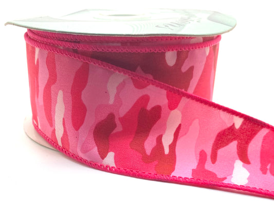 10 Yards - 1.5” Wired Pink Camouflage Ribbon