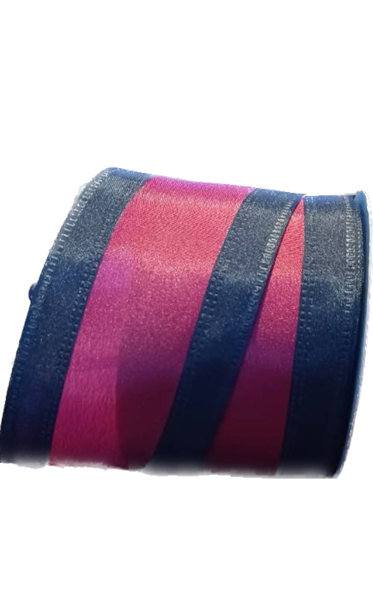 Wired Wine Red and Black Stripe Satin Ribbon-2.5”x10 Yards