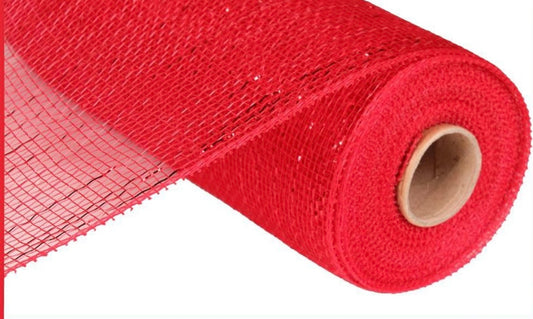 10 inch x 10 Yards Red with Red Foil Metallic Mesh