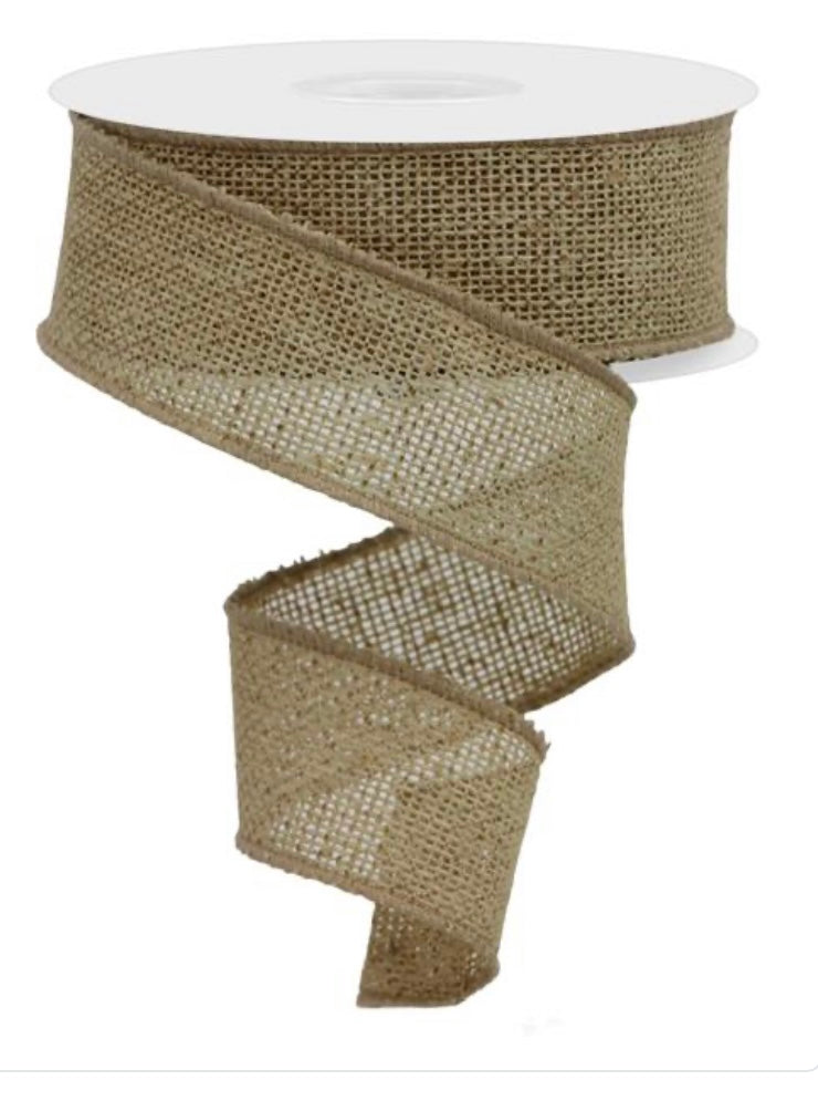 10 Yards - 1.5” Wired Natural Faux Burlap Ribbon