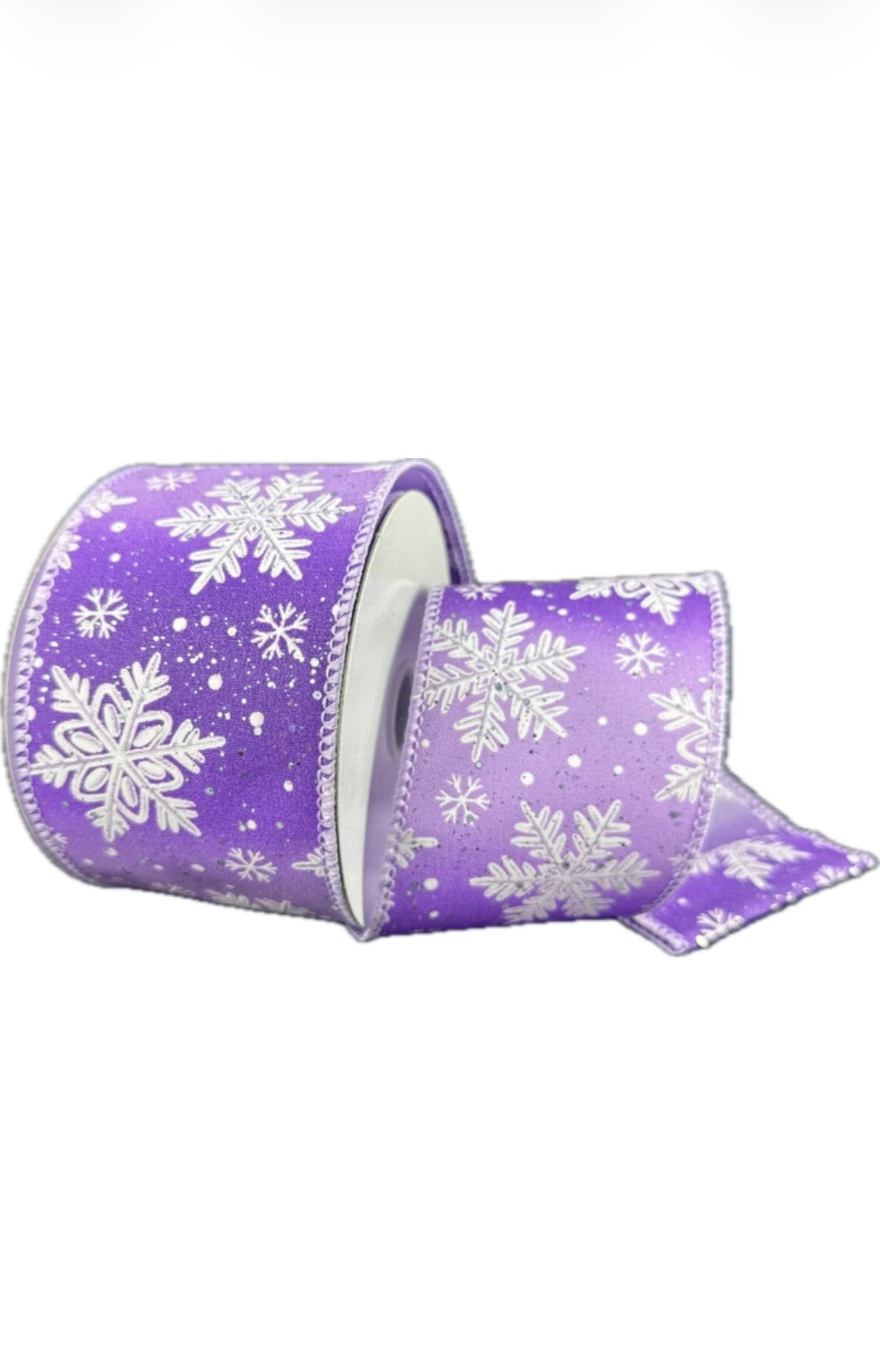 Wired Purple Satin Ombre Snowflakes Ribbon-2.5”x10 Yards