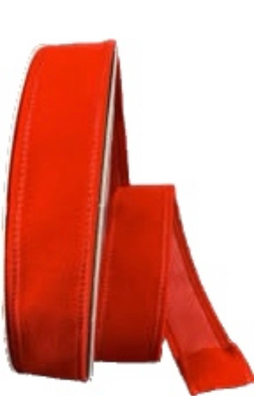 Wired Red Velvet Ribbon-7/8”x10 Yards