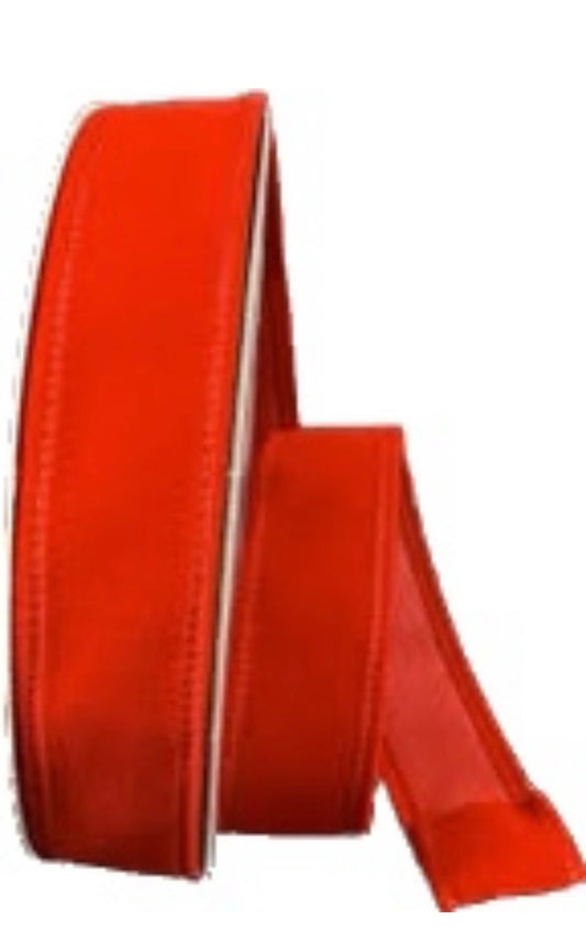 Wired Red Velvet Ribbon-7/8”x10 Yards