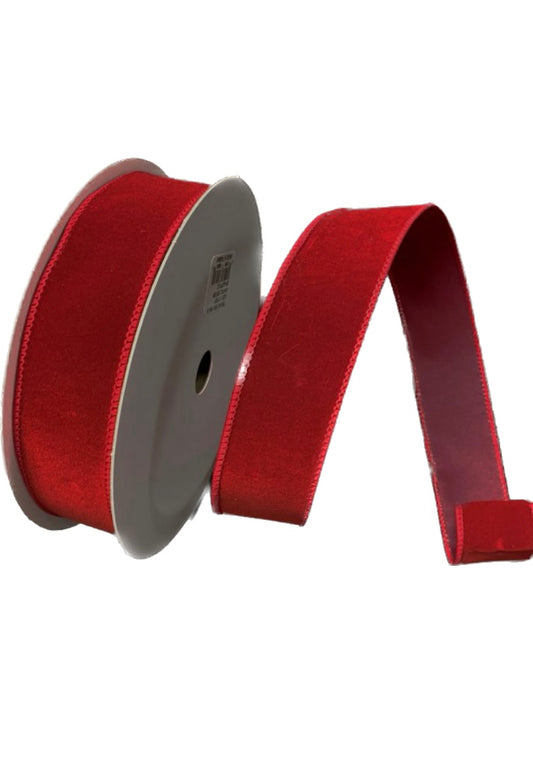 Wired Berry (Dark Red) Velvet Christmas Ribbon- 1.5”x 50 Yards