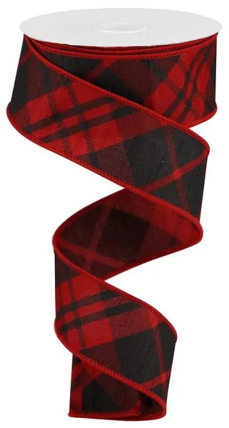 Wired Red and Black Dupioni Ribbon-1.5” x10 Yards