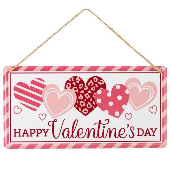 12”x6” Metal Happy Valentine’s Day Wreath Sign