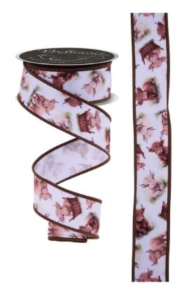 Wired Highland Cows Ribbon- 1.5”x10 Yards