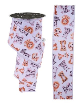 Wired Baby Animals Ribbon- 2.5”x10 Yards