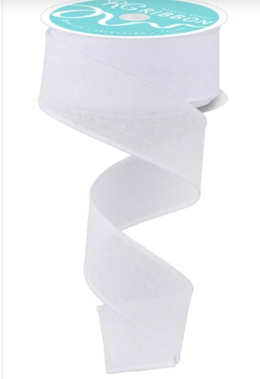 10 Yards - 1.5" Wired White Linen Ribbon