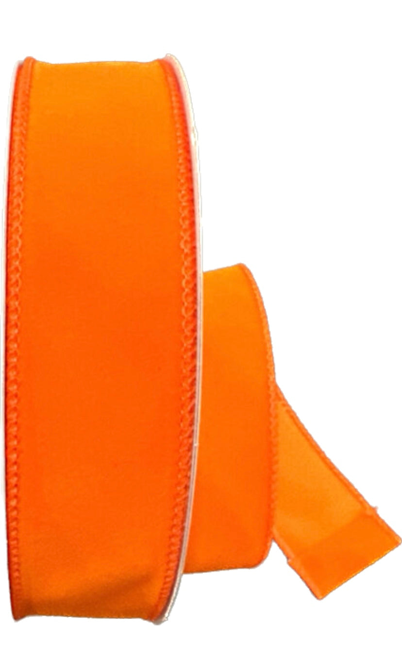 Wired Orange Flat Velvet Ribbon-1.5”x50 Yards