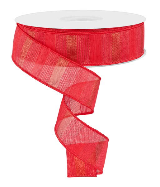Wired Red Woven Metallic Lines Ribbon- 1.5”x50 Yards