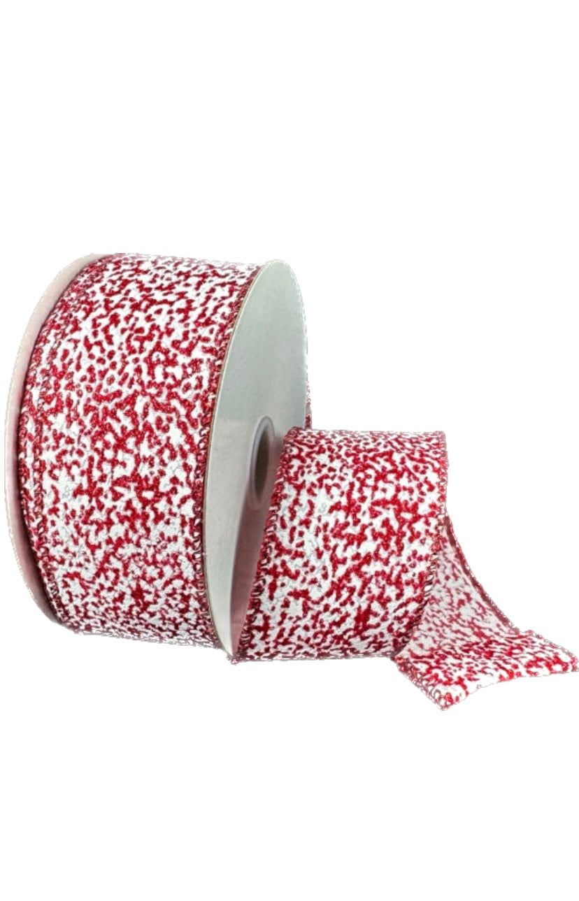Wired Red Glitter White Confetti Ribbon- 1.5”x10 Yards – foxwreathsupplies