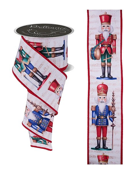 Wired Nutcracker with Music Note Ribbon- 2.5”x10 Yards