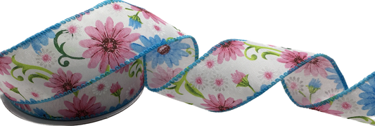 10 Yards - 1.5” Wired Floral Spring Ribbon