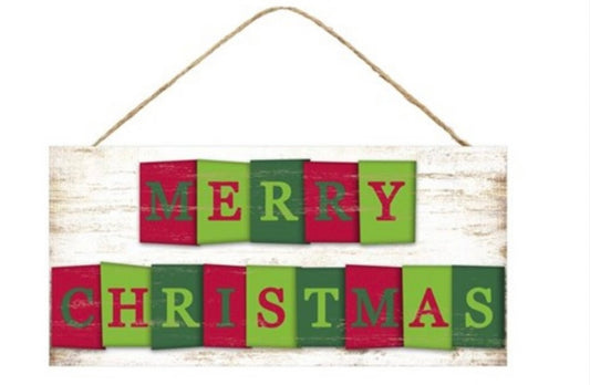 12.5”x6” Merry Christmas Block Wreath Sign