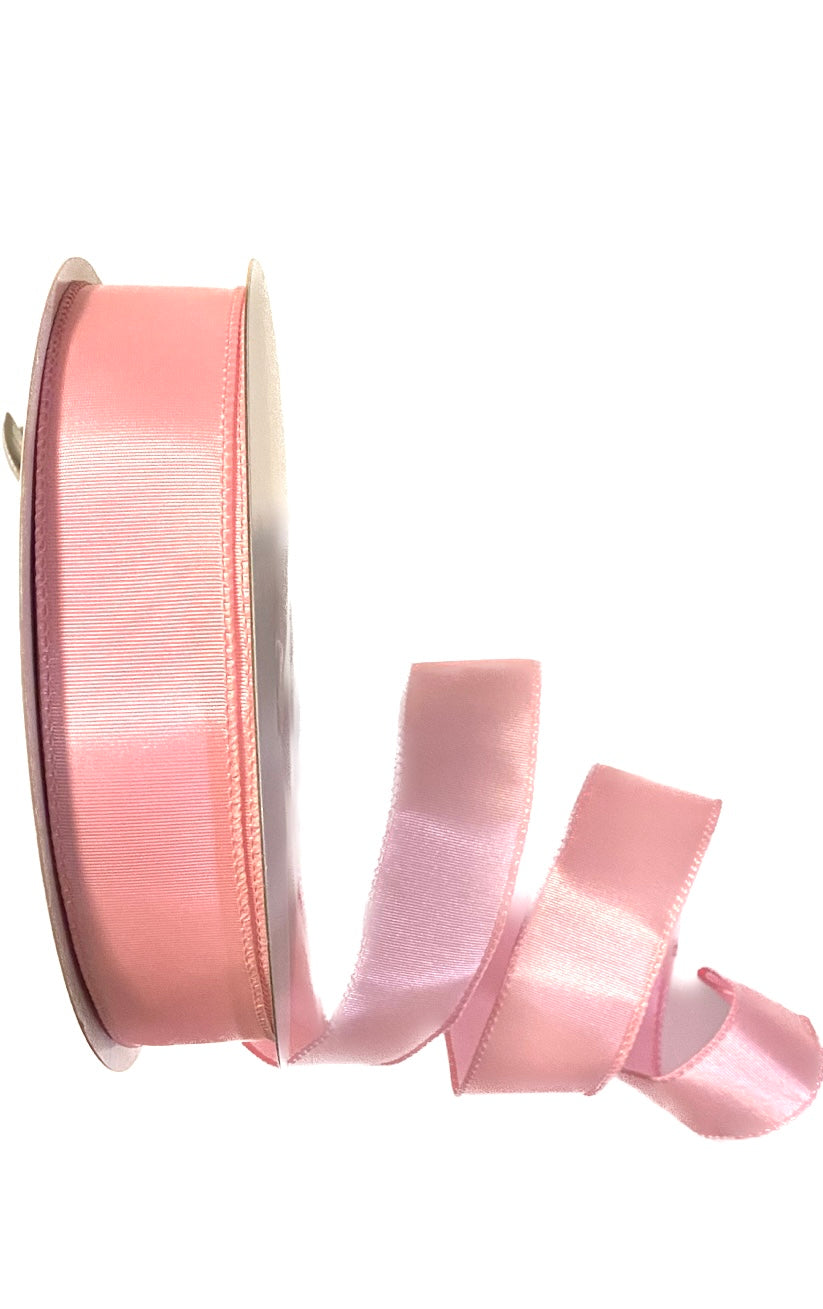50 Yards - 1.5” Wired Pink Ribbed Satin Ribbon