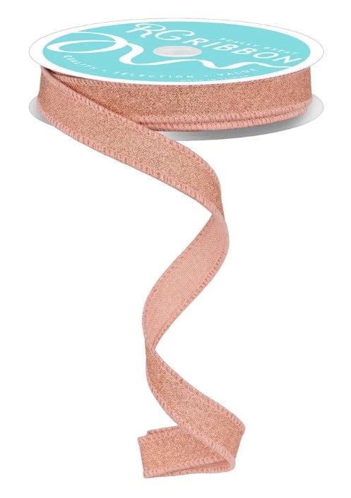 10 Yards - 5/8” Wired Rose Gold Glitter Ribbon