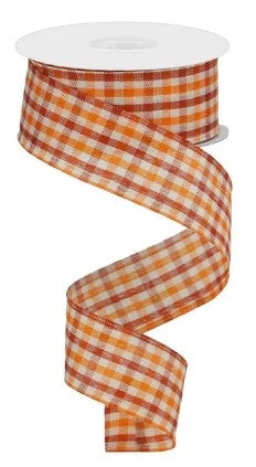 Wired Woven Gingham Check Ribbon- 1.5”x10 Yards