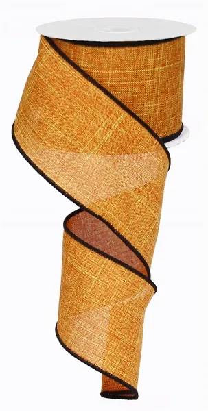 Wired Orange with Black Edge Linen Halloween Ribbon-2.5”x 10 Yards