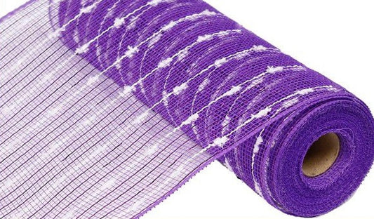 10.5 inch x 10 Yards Dark Purple Puff Ball Metallic Mesh