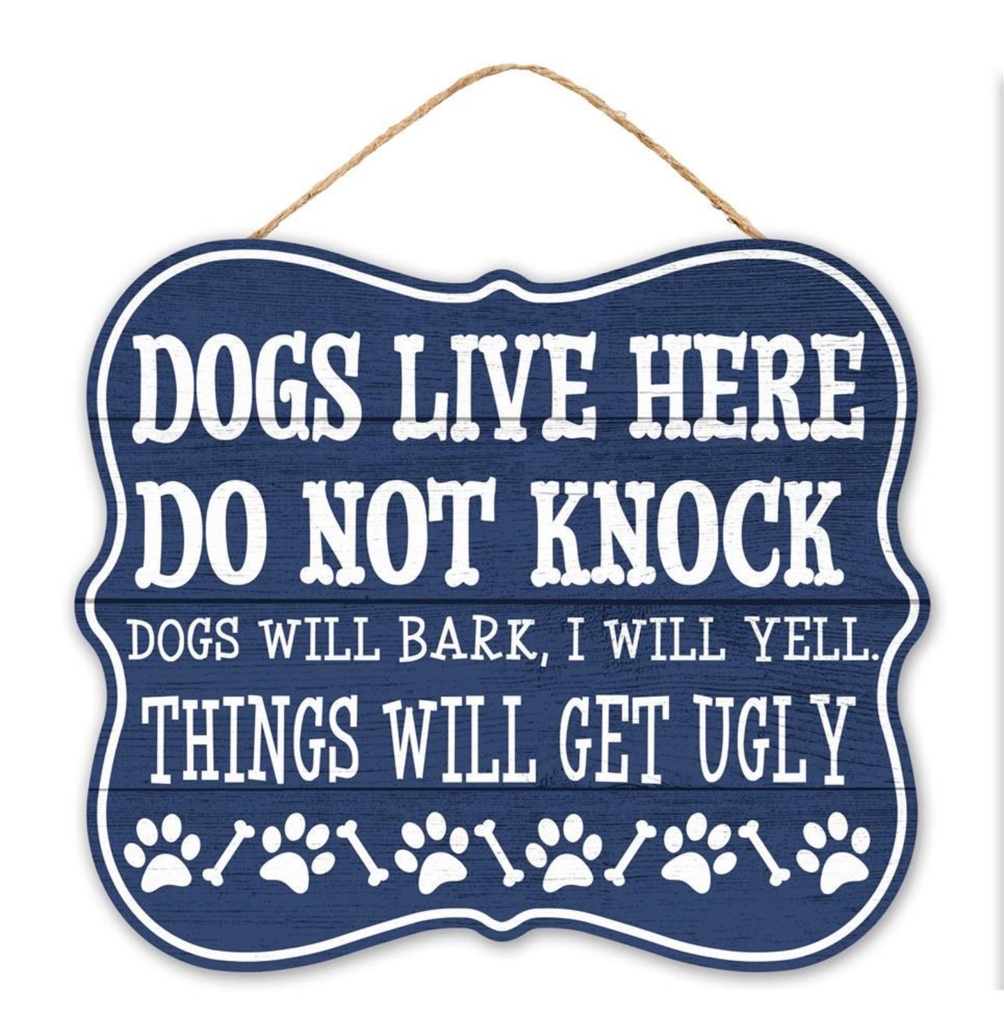 10.5”x9” Dogs Live Here Wreath Sign