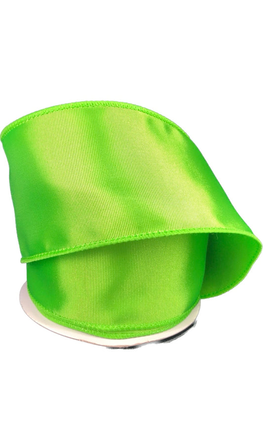 Wired Lime Ribbed Satin Ribbon-2.5”x10 Yards