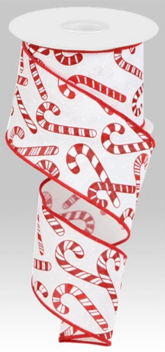 10 Yards - 2.5” Wired Candy Cane Swirl Christmas Ribbon