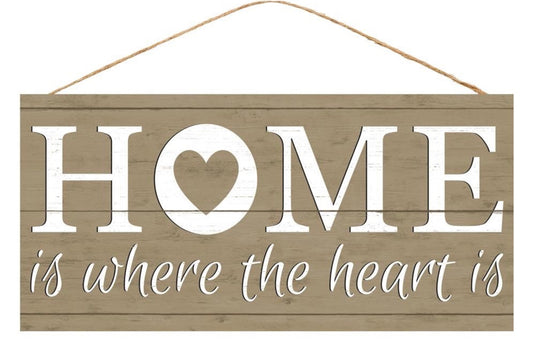 12.5”x6” Home is Where the Heart Is Wreath Sign